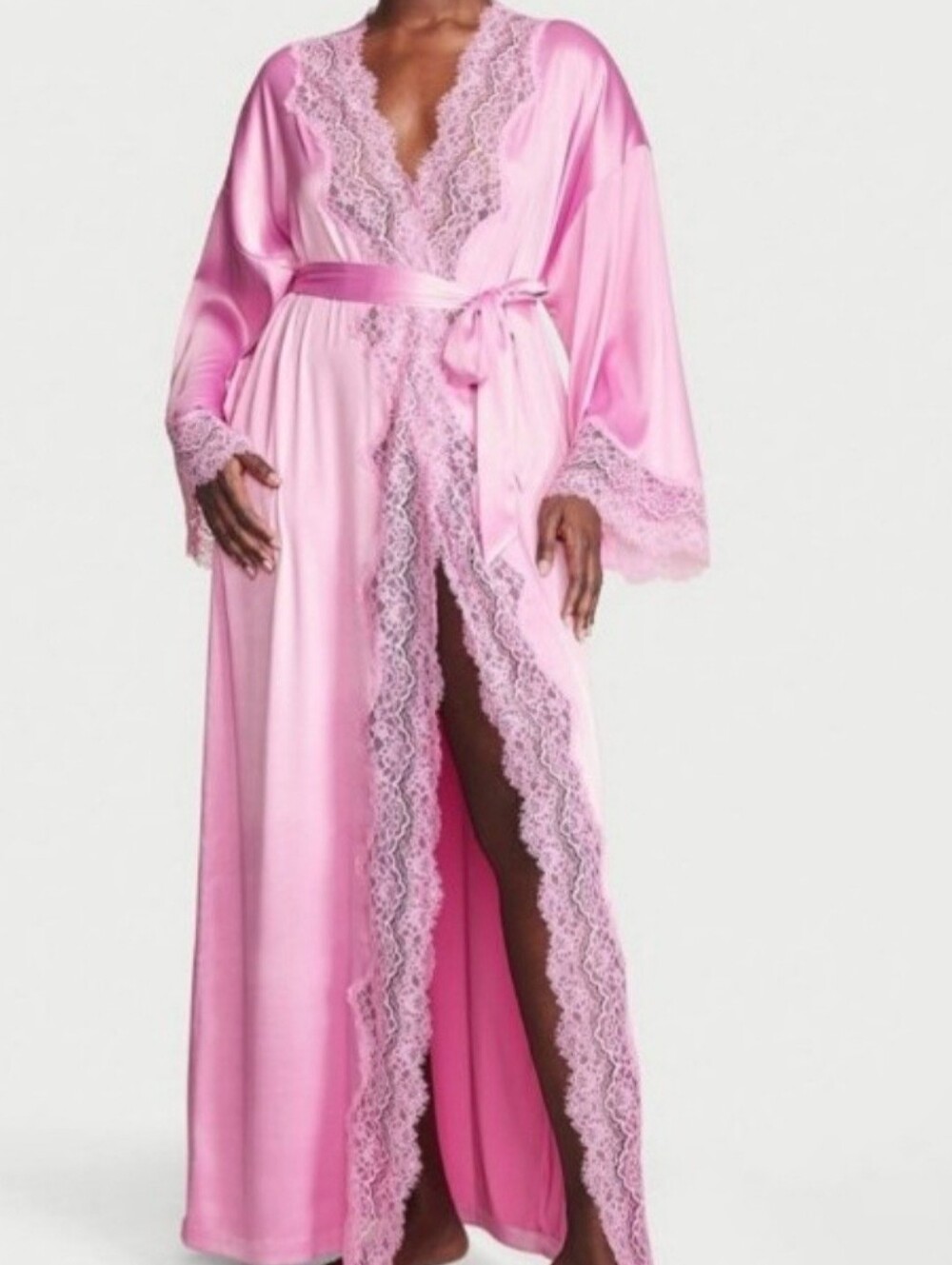 Victoria's Secret Satin Lace Trim Robe